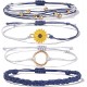 Sunflower Bracelet Handmade Braided Rope Charms Boho Surfer Bracelet for Teen Girls Women