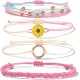 Sunflower Bracelet Handmade Braided Rope Charms Boho Surfer Bracelet for Teen Girls Women