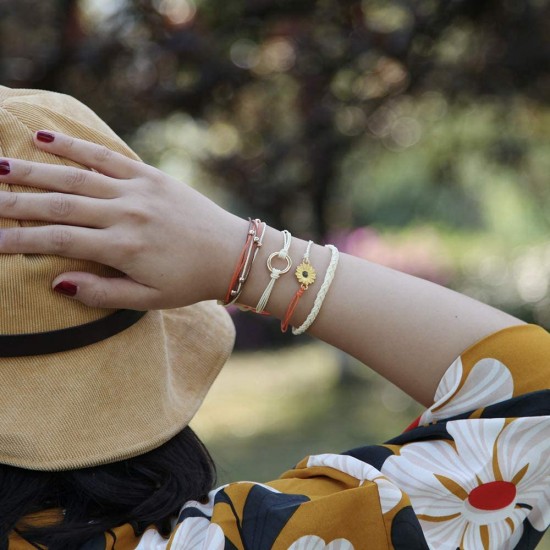 Sunflower Bracelet Handmade Braided Rope Charms Boho Surfer Bracelet for Teen Girls Women