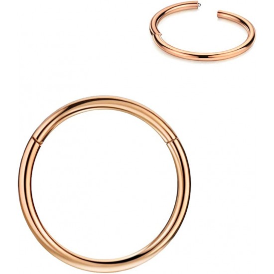 316L Surgical Steel Hinged Nose Rings Hoop 20G, Diameter 6mm to 10mm, Gold - Rose Gold - Silver - Black - Blue - Rainbow