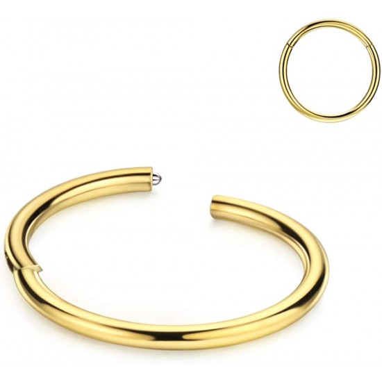 316L Surgical Steel Hinged Nose Rings Hoop 20G, Diameter 6mm to 10mm, Gold - Rose Gold - Silver - Black - Blue - Rainbow