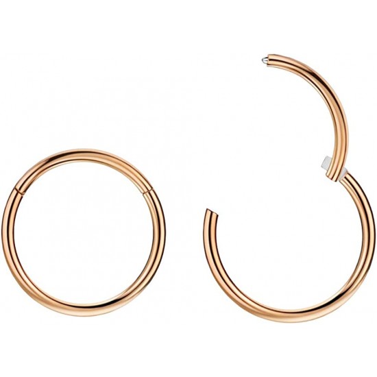 316L Surgical Steel Hinged Nose Rings Hoop 20G, Diameter 6mm to 10mm, Gold - Rose Gold - Silver - Black - Blue - Rainbow