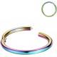 316L Surgical Steel Hinged Nose Rings Hoop 20G, Diameter 6mm to 10mm, Gold - Rose Gold - Silver - Black - Blue - Rainbow