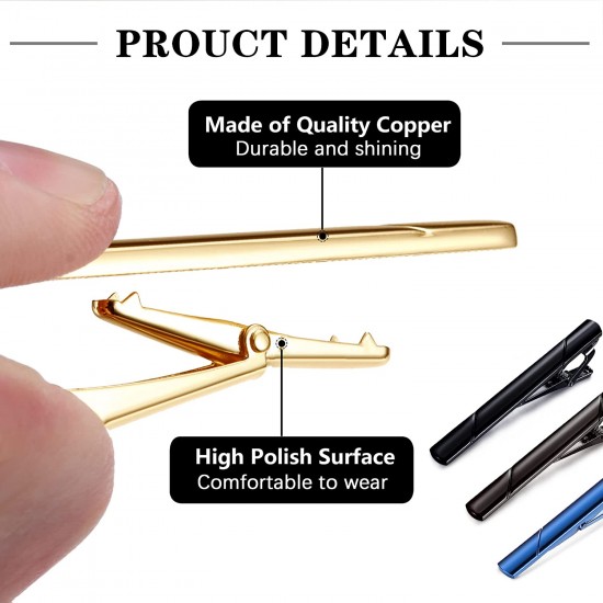8pcs Tie Clips for Men Tie Bar Clip Set for Regular Ties Necktie Tie Bar Clips Suitable for Wedding Anniversary Business Father’s Day Gift With Box