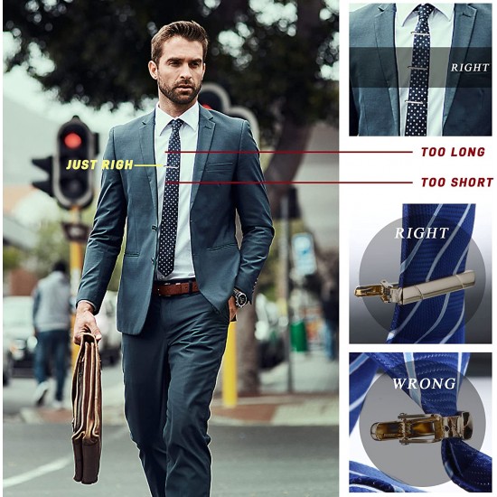 8pcs Tie Clips for Men Tie Bar Clip Set for Regular Ties Necktie Tie Bar Clips Suitable for Wedding Anniversary Business Father’s Day Gift With Box