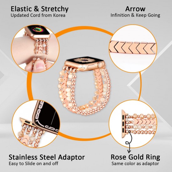 Bracelet Band Beaded Compatible with Apple Watch 38mm 40mm 41mm 42mm 44mm 45mm 49mm Women