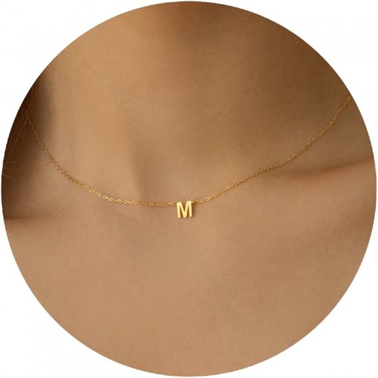 Initial Necklaces for Women, Dainty Letter Necklace Personalized Tiny Initial Pendant Necklace Monogram Cute Letter Name Choker Necklaces for Teen Girls