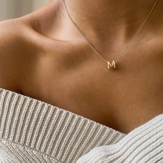 Initial Necklaces for Women, Dainty Letter Necklace Personalized Tiny Initial Pendant Necklace Monogram Cute Letter Name Choker Necklaces for Teen Girls