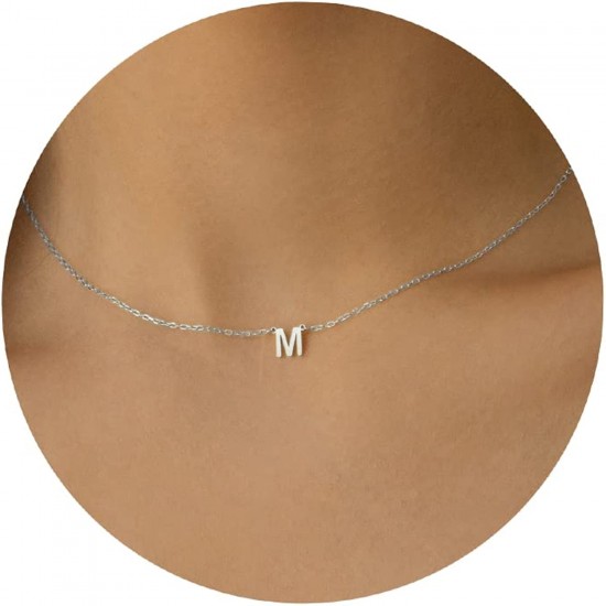 Initial Necklaces for Women, Dainty Letter Necklace Personalized Tiny Initial Pendant Necklace Monogram Cute Letter Name Choker Necklaces for Teen Girls