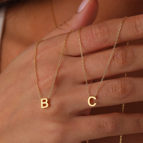 Initial Necklaces for Women, Dainty Letter Necklace Personalized Tiny Initial Pendant Necklace Monogram Cute Letter Name Choker Necklaces for Teen Girls