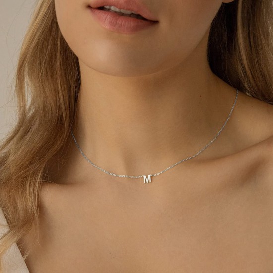 Initial Necklaces for Women, Dainty Letter Necklace Personalized Tiny Initial Pendant Necklace Monogram Cute Letter Name Choker Necklaces for Teen Girls