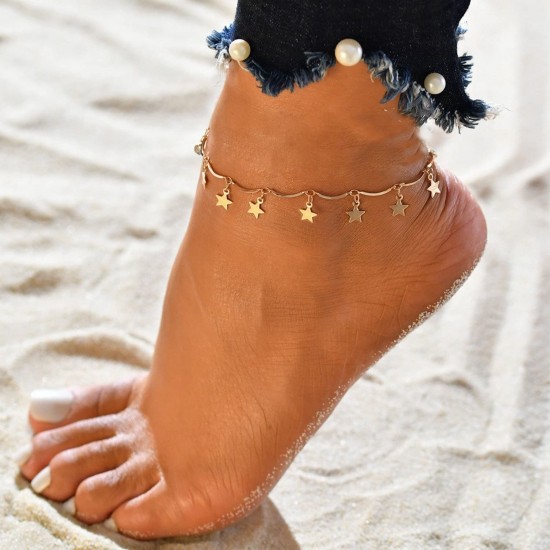 Ankle Bracelets for Women, Handmade Women Waterproof Chain Ankle Set for Women Girls Summer Beach Jewelry Gifts