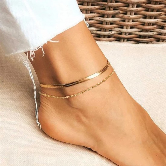 Ankle Bracelets for Women, Handmade Women Waterproof Chain Ankle Set for Women Girls Summer Beach Jewelry Gifts