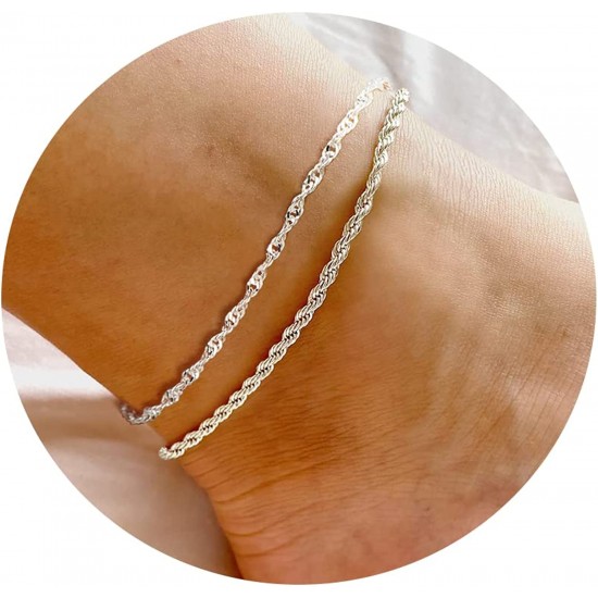 Ankle Bracelets for Women, Handmade Women Waterproof Chain Ankle Set for Women Girls Summer Beach Jewelry Gifts