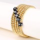 Gold Bead Bracelet for Women,14K Gold Plated Bead Ball Bracelet Stretchable Elastic Bracelet