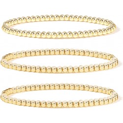 Gold Bead Bracelet for Women,14K Gold Plated Bead Ball Bracelet Stretchable Elastic Bracelet Gold Bead Bracelet for Women,14K Gold Plated Bead Ball Bracelet Stretchable Elastic Bracelet