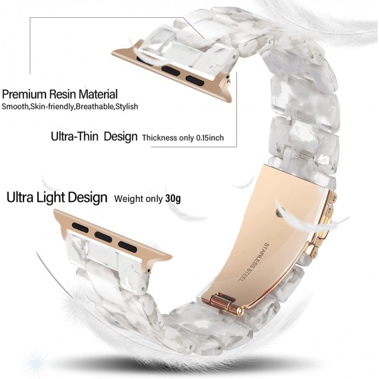 Thin Light Resin Strap Bracelet for Apple Watch Band 38mm 40mm 41mm 42mm 44mm 45mm 49mm Stainless Steel Buckle Replacement Band For iWatch SE Ultra Series 8 7 6 5 4 3 2 1 for Women Men