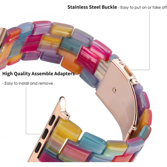 Thin Light Resin Strap Bracelet for Apple Watch Band 38mm 40mm 41mm 42mm 44mm 45mm 49mm Stainless Steel Buckle Replacement Band For iWatch SE Ultra Series 8 7 6 5 4 3 2 1 for Women Men