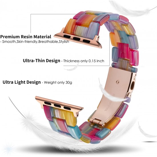 Thin Light Resin Strap Bracelet for Apple Watch Band 38mm 40mm 41mm 42mm 44mm 45mm 49mm Stainless Steel Buckle Replacement Band For iWatch SE Ultra Series 8 7 6 5 4 3 2 1 for Women Men