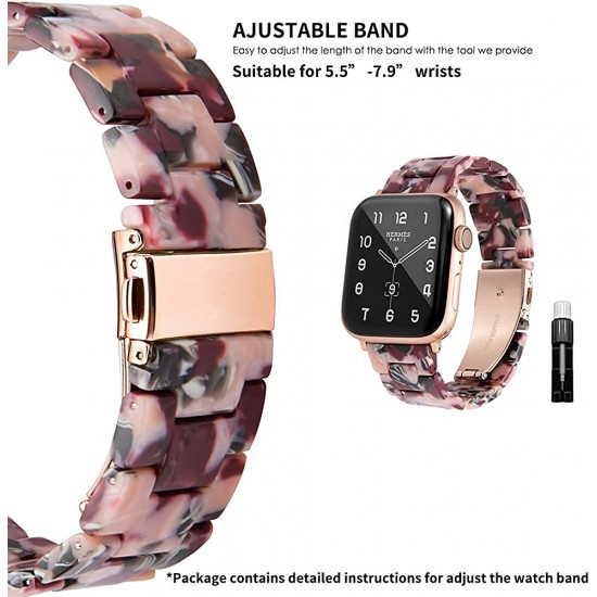 Thin Light Resin Strap Bracelet for Apple Watch Band 38mm 40mm 41mm 42mm 44mm 45mm 49mm Stainless Steel Buckle Replacement Band For iWatch SE Ultra Series 8 7 6 5 4 3 2 1 for Women Men