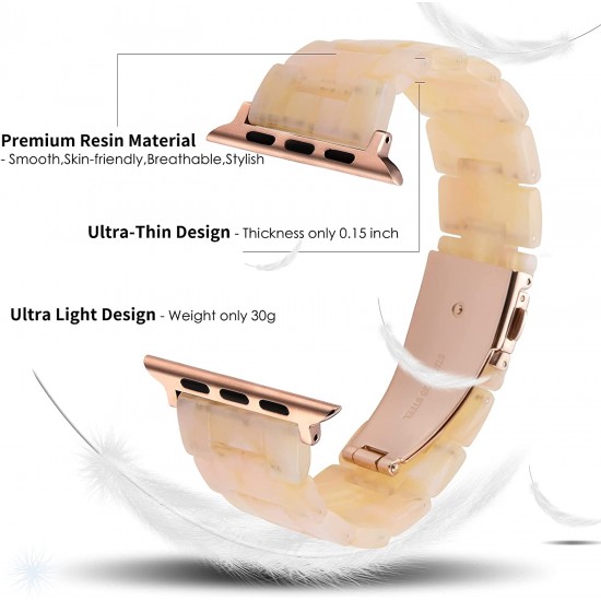 Thin Light Resin Strap Bracelet for Apple Watch Band 38mm 40mm 41mm 42mm 44mm 45mm 49mm Stainless Steel Buckle Replacement Band For iWatch SE Ultra Series 8 7 6 5 4 3 2 1 for Women Men