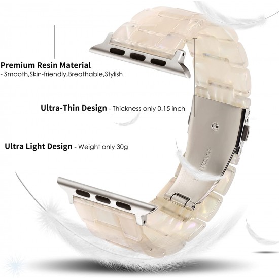 Thin Light Resin Strap Bracelet for Apple Watch Band 38mm 40mm 41mm 42mm 44mm 45mm 49mm Stainless Steel Buckle Replacement Band For iWatch SE Ultra Series 8 7 6 5 4 3 2 1 for Women Men