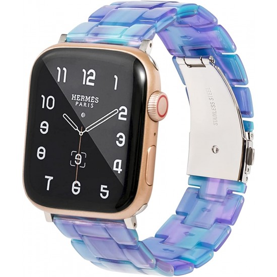 Thin Light Resin Strap Bracelet for Apple Watch Band 38mm 40mm 41mm 42mm 44mm 45mm 49mm Stainless Steel Buckle Replacement Band For iWatch SE Ultra Series 8 7 6 5 4 3 2 1 for Women Men