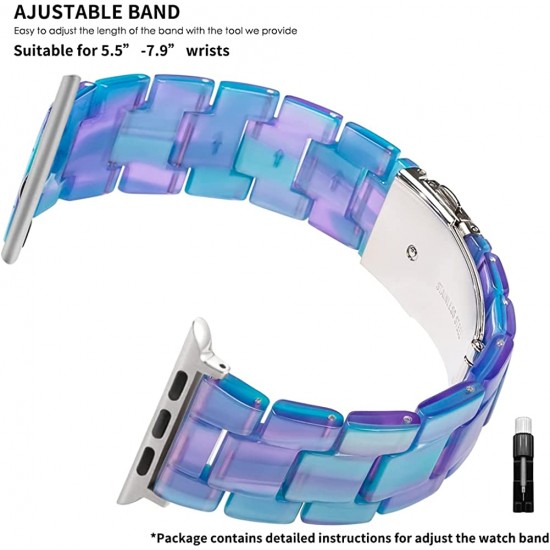 Thin Light Resin Strap Bracelet for Apple Watch Band 38mm 40mm 41mm 42mm 44mm 45mm 49mm Stainless Steel Buckle Replacement Band For iWatch SE Ultra Series 8 7 6 5 4 3 2 1 for Women Men