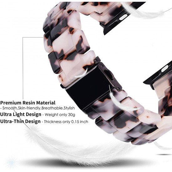 Thin Light Resin Strap Bracelet for Apple Watch Band 38mm 40mm 41mm 42mm 44mm 45mm 49mm Stainless Steel Buckle Replacement Band For iWatch SE Ultra Series 8 7 6 5 4 3 2 1 for Women Men