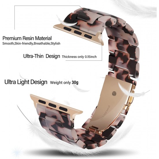 Thin Light Resin Strap Bracelet for Apple Watch Band 38mm 40mm 41mm 42mm 44mm 45mm 49mm Stainless Steel Buckle Replacement Band For iWatch SE Ultra Series 8 7 6 5 4 3 2 1 for Women Men