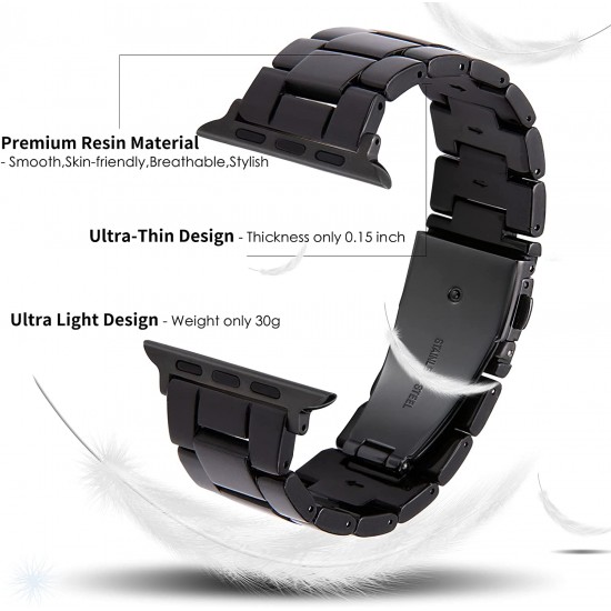 Thin Light Resin Strap Bracelet for Apple Watch Band 38mm 40mm 41mm 42mm 44mm 45mm 49mm Stainless Steel Buckle Replacement Band For iWatch SE Ultra Series 8 7 6 5 4 3 2 1 for Women Men