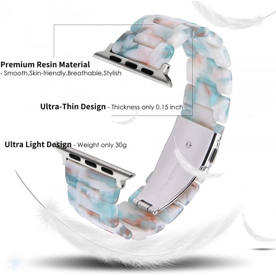 Thin Light Resin Strap Bracelet for Apple Watch Band 38mm 40mm 41mm 42mm 44mm 45mm 49mm Stainless Steel Buckle Replacement Band For iWatch SE Ultra Series 8 7 6 5 4 3 2 1 for Women Men