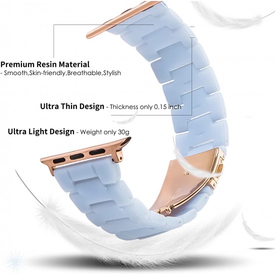 Thin Light Resin Strap Bracelet for Apple Watch Band 38mm 40mm 41mm 42mm 44mm 45mm 49mm Stainless Steel Buckle Replacement Band For iWatch SE Ultra Series 8 7 6 5 4 3 2 1 for Women Men