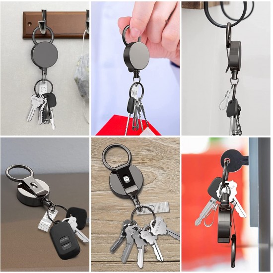 Heavy Duty Retractable Badge Holder Reel, Metal ID Badge Holder with Belt Clip Key Ring Heavy Duty Retractable Badge Holder Reel, Metal ID Badge Holder with Belt Clip Key Ring