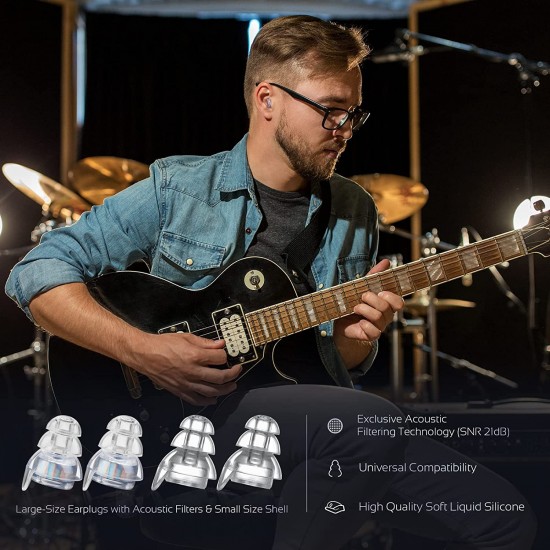 High Fidelity Concert Earplugs, Reusable Musicians Ear Plugs, 27dB Advanced Filter Technology Ear Protection for Music Festivals High Fidelity Concert Earplugs, Reusable Musicians Ear Plugs, 27dB Advanced Filter Technology Ear Protection for Music Festivals