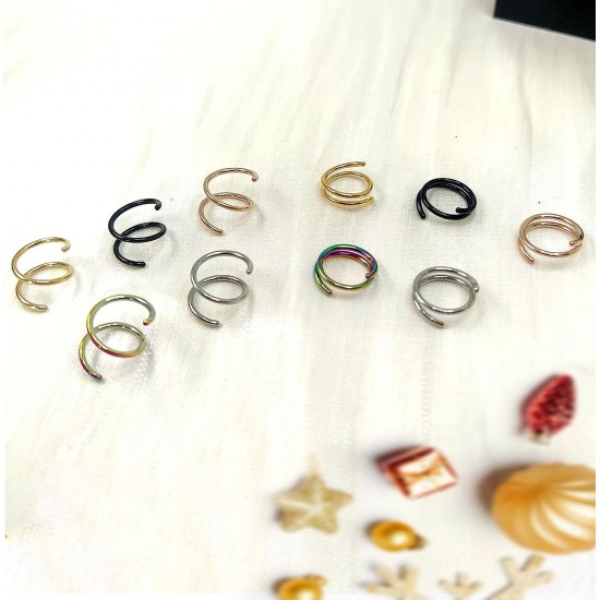 20G Nose Rings Hoops Surgical Steel Double Spiral Nose Ring Left or Right Single Pierced Nose Piercing for Women Men