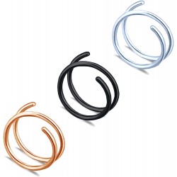 20G Nose Rings Hoops Surgical Steel Double Spiral Nose Ring Left or Right Single Pierced Nose Piercing for Women Men