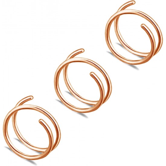 20G Nose Rings Hoops Surgical Steel Double Spiral Nose Ring Left or Right Single Pierced Nose Piercing for Women Men