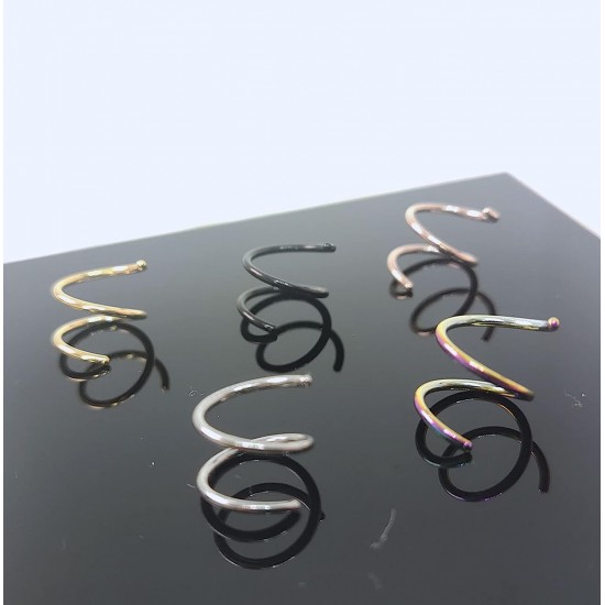 20G Nose Rings Hoops Surgical Steel Double Spiral Nose Ring Left or Right Single Pierced Nose Piercing for Women Men