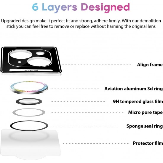 Camera Lens Protector for iphone 14 Pro Max/14 Pro/14/14 Plus, 9H Tempered Glass Screen Protector Cover Metal Individual Ring Camera Lens Protector for iphone 14 Pro Max/14 Pro/14/14 Plus, 9H Tempered Glass Screen Protector Cover Metal Individual Ring