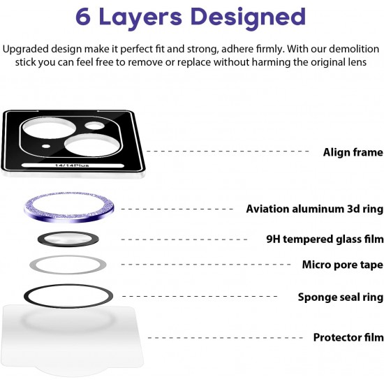 Camera Lens Protector for iphone 14 Pro Max/14 Pro/14/14 Plus, 9H Tempered Glass Screen Protector Cover Metal Individual Ring Camera Lens Protector for iphone 14 Pro Max/14 Pro/14/14 Plus, 9H Tempered Glass Screen Protector Cover Metal Individual Ring