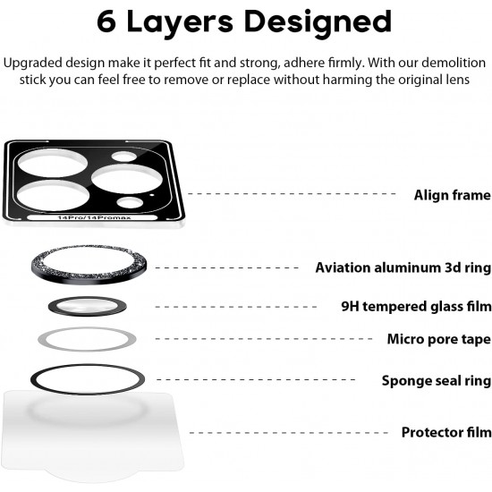 Camera Lens Protector for iphone 14 Pro Max/14 Pro/14/14 Plus, 9H Tempered Glass Screen Protector Cover Metal Individual Ring Camera Lens Protector for iphone 14 Pro Max/14 Pro/14/14 Plus, 9H Tempered Glass Screen Protector Cover Metal Individual Ring