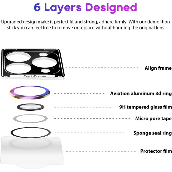 Camera Lens Protector for iphone 14 Pro Max/14 Pro/14/14 Plus, 9H Tempered Glass Screen Protector Cover Metal Individual Ring Camera Lens Protector for iphone 14 Pro Max/14 Pro/14/14 Plus, 9H Tempered Glass Screen Protector Cover Metal Individual Ring