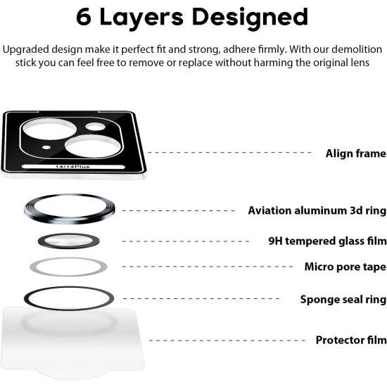 Camera Lens Protector for iphone 14 Pro Max/14 Pro/14/14 Plus, 9H Tempered Glass Screen Protector Cover Metal Individual Ring Camera Lens Protector for iphone 14 Pro Max/14 Pro/14/14 Plus, 9H Tempered Glass Screen Protector Cover Metal Individual Ring