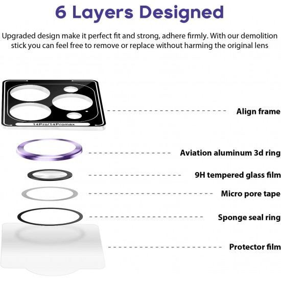 Camera Lens Protector for iphone 14 Pro Max/14 Pro/14/14 Plus, 9H Tempered Glass Screen Protector Cover Metal Individual Ring Camera Lens Protector for iphone 14 Pro Max/14 Pro/14/14 Plus, 9H Tempered Glass Screen Protector Cover Metal Individual Ring