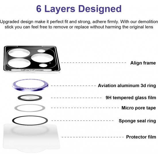 Camera Lens Protector for iphone 14 Pro Max/14 Pro/14/14 Plus, 9H Tempered Glass Screen Protector Cover Metal Individual Ring Camera Lens Protector for iphone 14 Pro Max/14 Pro/14/14 Plus, 9H Tempered Glass Screen Protector Cover Metal Individual Ring