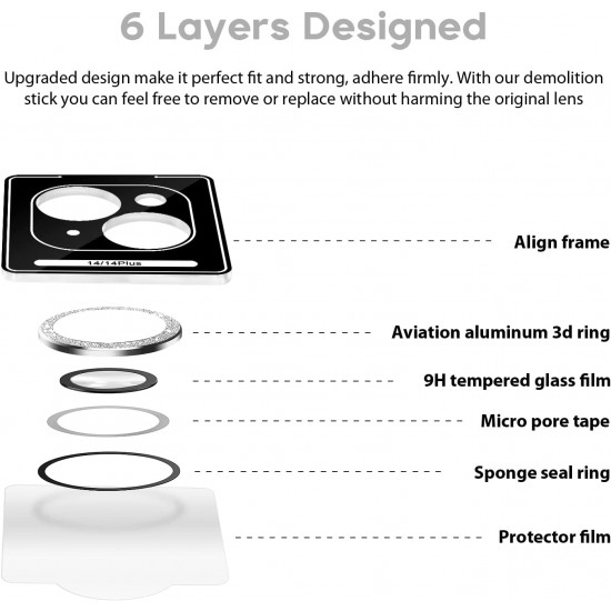 Camera Lens Protector for iphone 14 Pro Max/14 Pro/14/14 Plus, 9H Tempered Glass Screen Protector Cover Metal Individual Ring Camera Lens Protector for iphone 14 Pro Max/14 Pro/14/14 Plus, 9H Tempered Glass Screen Protector Cover Metal Individual Ring