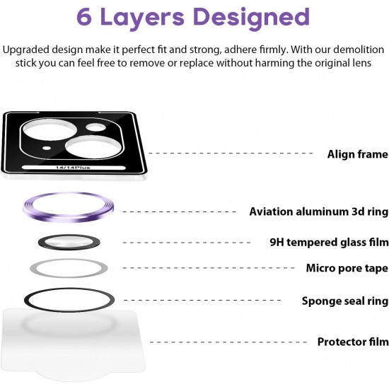 Camera Lens Protector for iphone 14 Pro Max/14 Pro/14/14 Plus, 9H Tempered Glass Screen Protector Cover Metal Individual Ring Camera Lens Protector for iphone 14 Pro Max/14 Pro/14/14 Plus, 9H Tempered Glass Screen Protector Cover Metal Individual Ring