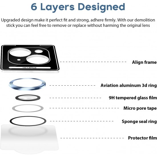 Camera Lens Protector for iphone 14 Pro Max/14 Pro/14/14 Plus, 9H Tempered Glass Screen Protector Cover Metal Individual Ring Camera Lens Protector for iphone 14 Pro Max/14 Pro/14/14 Plus, 9H Tempered Glass Screen Protector Cover Metal Individual Ring