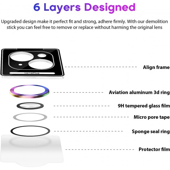 Camera Lens Protector for iphone 14 Pro Max/14 Pro/14/14 Plus, 9H Tempered Glass Screen Protector Cover Metal Individual Ring Camera Lens Protector for iphone 14 Pro Max/14 Pro/14/14 Plus, 9H Tempered Glass Screen Protector Cover Metal Individual Ring